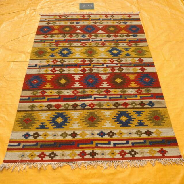 Handwoven Turkish Kilim Rug, Wool Cotton Blend, 6x8 Ft Traditional Flatweave Area Rug - image 1