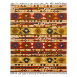 Handwoven Turkish Kilim Rug, Wool Cotton Blend, 6x8 Ft Traditional Flatweave Area Rug - thumbnail 2