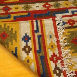 Handwoven Turkish Kilim Rug, Wool Cotton Blend, 6x8 Ft Traditional Flatweave Area Rug - thumbnail 4