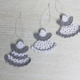 Crochet Christmas Angel Ornaments, Handmade Holiday Decor - Set Of 3 - thumbnail 2