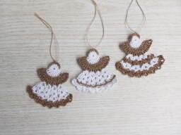 Crochet Christmas Angel Ornaments, Handmade Holiday Decor - Set Of 3 - thumbnail 1