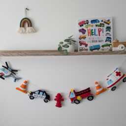 Felt Rescue Vehicle Garland, Felt Car Bunting, Boys Decor, Room Police Car, Fire Engine, Helicopter - thumbnail 2