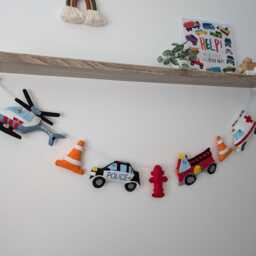 Felt Rescue Vehicle Garland, Felt Car Bunting, Boys Decor, Room Police Car, Fire Engine, Helicopter - thumbnail 3