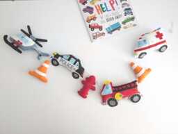 Felt Rescue Vehicle Garland, Felt Car Bunting, Boys Decor, Room Police Car, Fire Engine, Helicopter - thumbnail 1