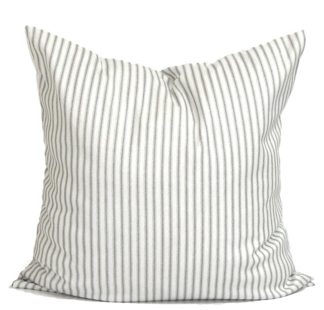 Gray Ticking Pillow Cover Sale, Covers For 16x16 - image 1