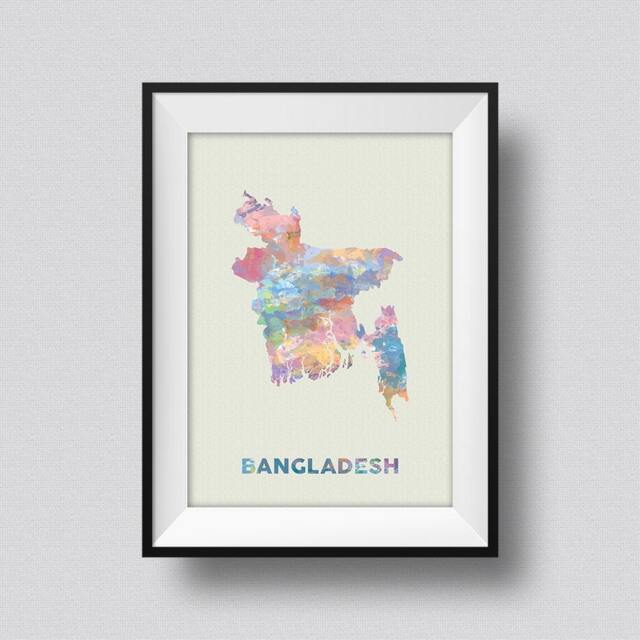 Bangladesh Watercolor Map, Map Art Print, Poster, Print