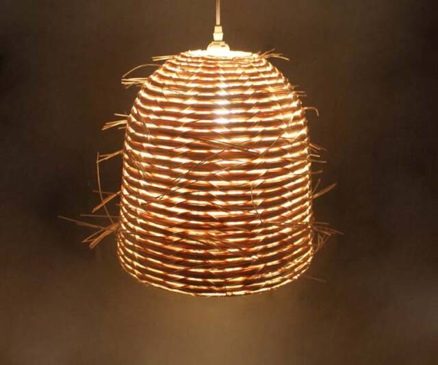 "Handwoven Rattan Pendant Light, Romantic Basket Lighting, Wild Style Ceiling Lamp, Diameter 13.7""/17.7" - image 1
