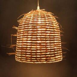 "Handwoven Rattan Pendant Light, Romantic Basket Lighting, Wild Style Ceiling Lamp, Diameter 13.7""/17.7" - thumbnail 2