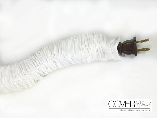 White Faux Silk Fabric Lamp Cord Cover, Decorative Sleeve, 9 Ft, Made in Usa - image 1