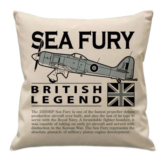 Hawker Sea Fury Royal Navy Australian Canadian Netherlands Naval Fighter Bomber Aircraft Cushion Inner Included - image 1