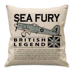 Hawker Sea Fury Royal Navy Australian Canadian Netherlands Naval Fighter Bomber Aircraft Cushion Inner Included - thumbnail 1