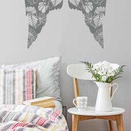 Patterned Angel Wings Wall Decal - Paisley Or Floral Vinyl Art - thumbnail 2