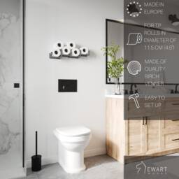 Wall Mount Toilet Paper Holder, Wood Tp Floating Storage Shelf For Multiple Rolls Tissue, Hanging Wooden Restroom Loo Roll Rack Brick - thumbnail 2