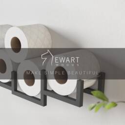 Wall Mount Toilet Paper Holder, Wood Tp Floating Storage Shelf For Multiple Rolls Tissue, Hanging Wooden Restroom Loo Roll Rack Brick - thumbnail 4