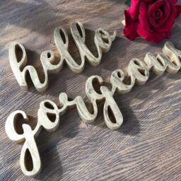 Hello Gorgeous Wood Sign For Girl Room Wall Decor, Sign, Vanity Teenager Decor Letters in Gold - thumbnail 2