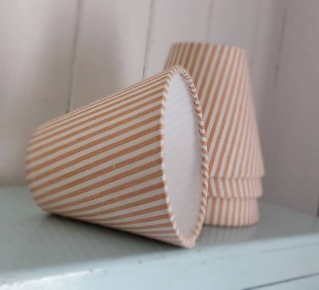 Beige Ticking Stripes Candle Clip Lampshade - image 1