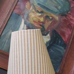 Beige Ticking Stripes Candle Clip Lampshade - thumbnail 3