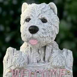 Cute Welcome Sign Westie Dog Statue Concrete Yorkie Sculpture Outdoor Terrier Figure Handmade Ornament Dog Lover Gift Yard Art - thumbnail 2