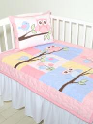 Baby Blanket, Owl Quilt Baby Bedding, Nursery Decoration - thumbnail 1