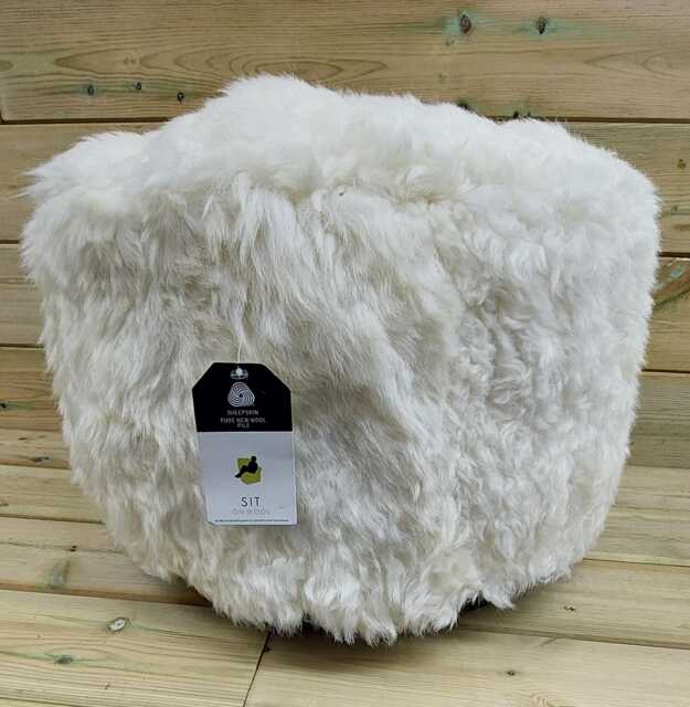 Genuine Curly Wool Hand Made Sheepskin Fluffy Fur Foot Stool, Made in UK - image 1