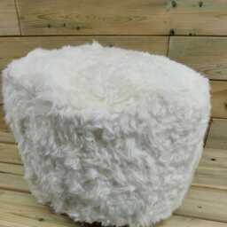 Genuine Curly Wool Hand Made Sheepskin Fluffy Fur Foot Stool, Made in UK - thumbnail 3