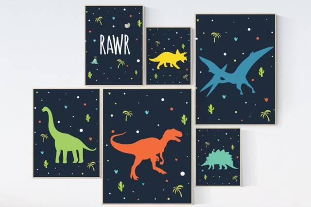 Dinosaur Nursery Prints Boys Room Decor, Kids Wall Art - image 1