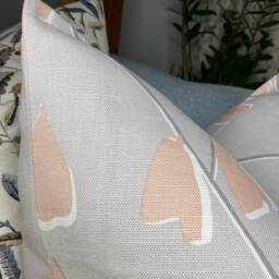 Scandi Cushion Pillow Cover John Lewis & Partners Fabric Lotta Retro Style Leaf Pink Grey Handmade in UK Double Sided - thumbnail 3