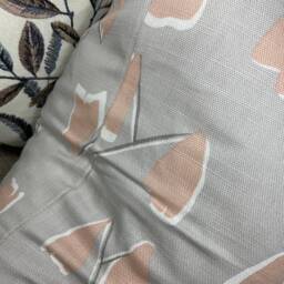 Scandi Cushion Pillow Cover John Lewis & Partners Fabric Lotta Retro Style Leaf Pink Grey Handmade in UK Double Sided - thumbnail 2
