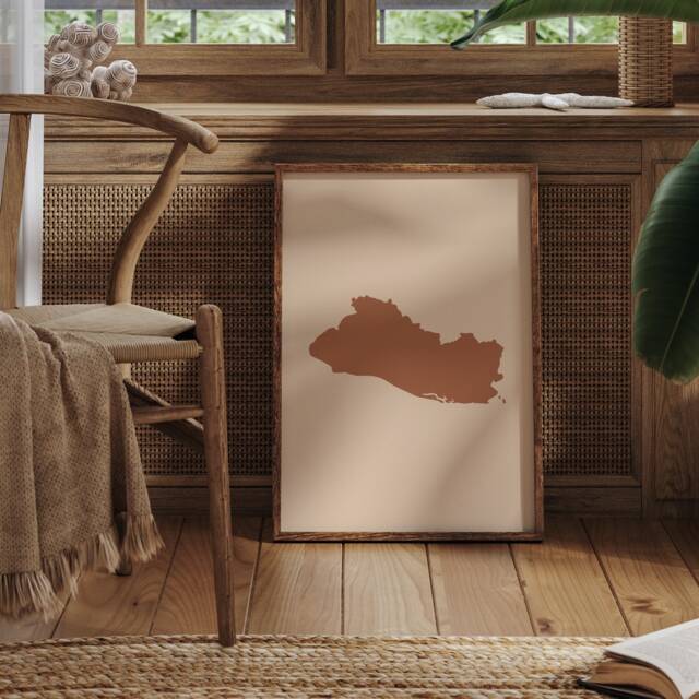 El Salvador Map Boho Wall Art Print Mid Century Travel Poster - image 1