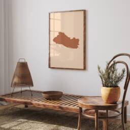 El Salvador Map Boho Wall Art Print Mid Century Travel Poster - thumbnail 3