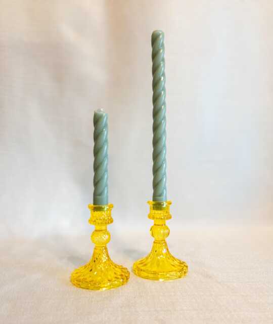 Amber Yellow Glass Candlestick Holder - Vintage Style Taper Candle Sold Individually - image 1