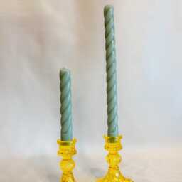 Amber Yellow Glass Candlestick Holder - Vintage Style Taper Candle Sold Individually - thumbnail 2