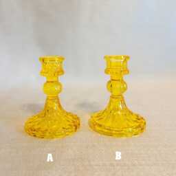 Amber Yellow Glass Candlestick Holder - Vintage Style Taper Candle Sold Individually - thumbnail 3