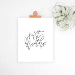 Just Breathe Poster, Printable Wall Art, Inspirational Quote, Home Decor, Minimalist Print, Office Digital Download, Art - thumbnail 3