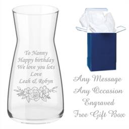 Personalised Rose Design Glass Vase Engraved Gifts Ideas For Her Women's Flowers Birthday Mothers Mum Wedding Valentines Day Anniversary - thumbnail 3