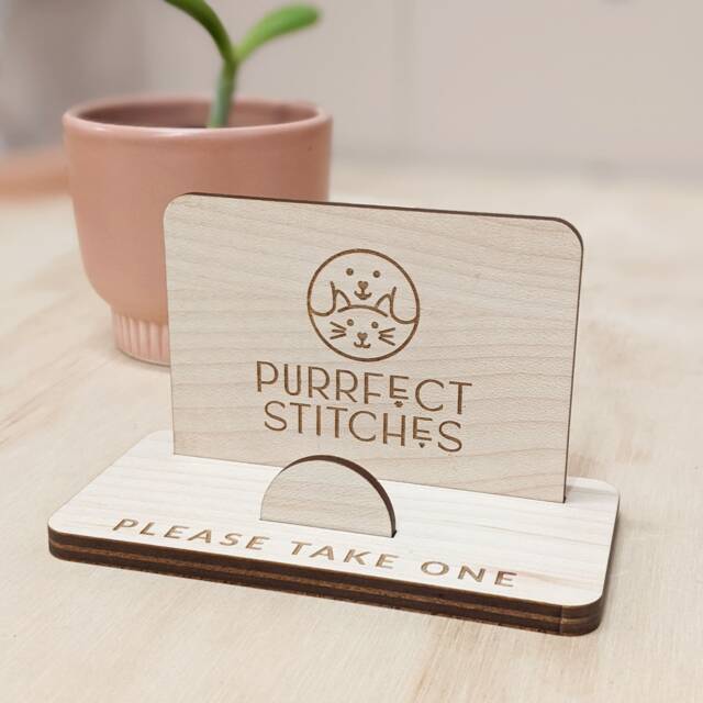 Laser Cut Maple Business Card Holder - Engraved Wooden Display - image 1
