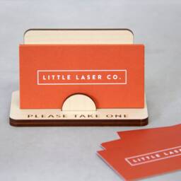 Laser Cut Maple Business Card Holder - Engraved Wooden Display - thumbnail 2