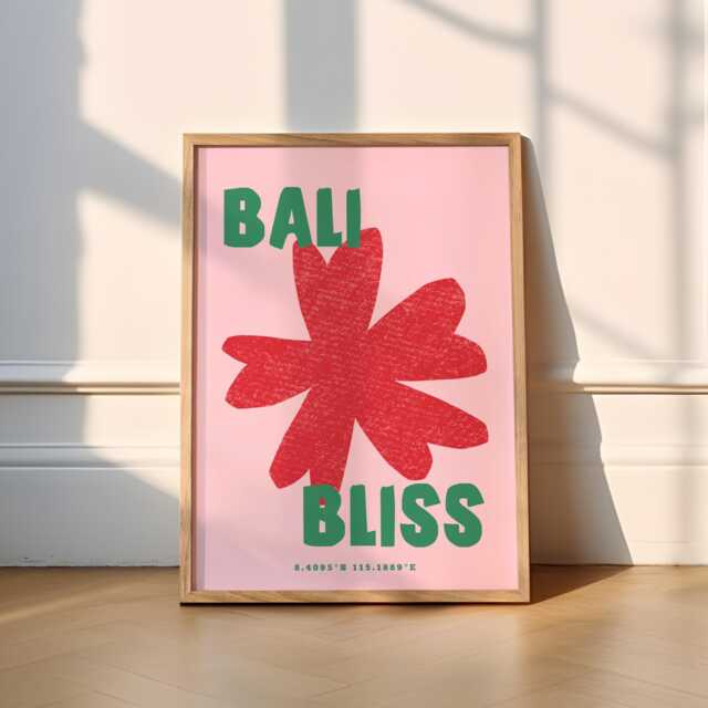 Bali Bliss Print - 3 Colours Travel - Travel Prints, Poster, Print, Wall Art, Indonesia, Lombok, Gili T, Thai, Boho, Summer - image 1
