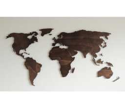 3D Wooden World Map Xxl, Floating On The Wall - Decoration Wood in Many Colors - thumbnail 1