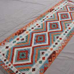 3x9 Afghan Kilim Runner Rug Handmade Veg Dyes Wool Rug, Geometric Design Flatweave Oriental Turkmen 9 Ft Hallway - thumbnail 3