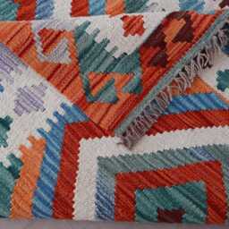 3x9 Afghan Kilim Runner Rug Handmade Veg Dyes Wool Rug, Geometric Design Flatweave Oriental Turkmen 9 Ft Hallway - thumbnail 4