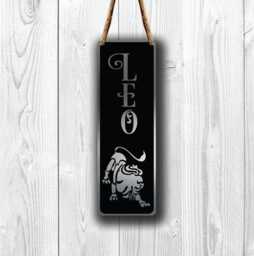 Leo Zodiac Sign Wall Art Brushed Silver Metal Plaque - thumbnail 1