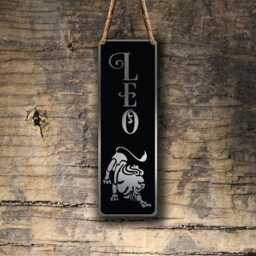 Leo Zodiac Sign Wall Art Brushed Silver Metal Plaque - thumbnail 2