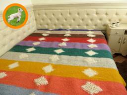 Handwoven Wool Bedspread Queen King Throw Blanket, Carpathian Design