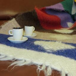 Handwoven Wool Bedspread Queen King Throw Blanket, Carpathian Design - thumbnail 3