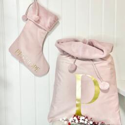 Personalised Luxury Velvet Christmas Sack & Stocking Set, Present Sack, Stocking, Decoration, Gift For Her - thumbnail 3