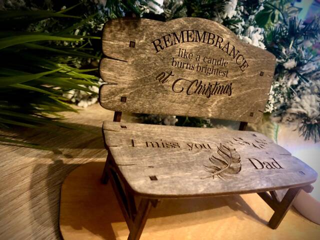 Christmas Remembrance Candle Ornament Wooden Bench, Gift, Memorial Gift - image 1