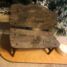 Christmas Remembrance Candle Ornament Wooden Bench, Gift, Memorial Gift - thumbnail 3