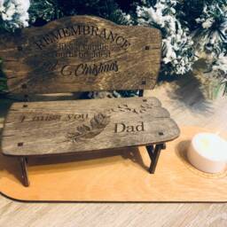 Christmas Remembrance Candle Ornament Wooden Bench, Gift, Memorial Gift - thumbnail 2