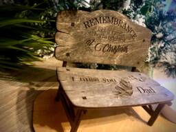 Christmas Remembrance Candle Ornament Wooden Bench, Gift, Memorial Gift - thumbnail 1